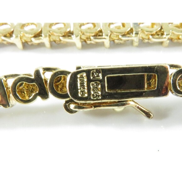 18" TL Sterling Silver Box Link Gilded Gold & Etched Metal Necklace Heavy - Picture 14 of 15